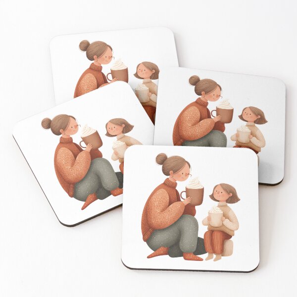 Item preview, Mother and Daughter Cozy Cocoa Illustration for Mother's Day designed and sold by BigStar-Cart.