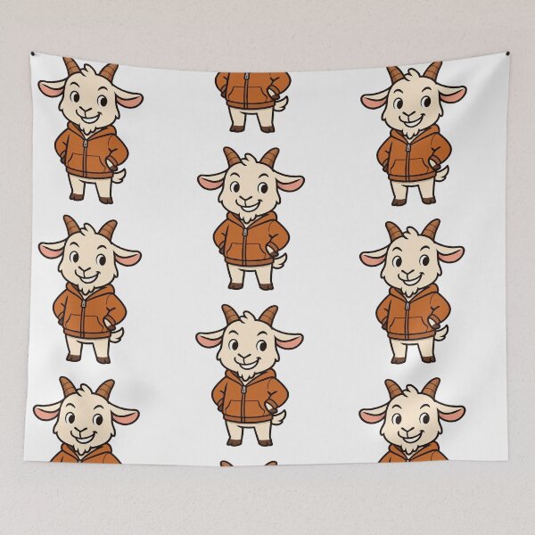 Item preview, Playful Goat in Casual Hoodie – Cute Farm Animal Fashion Illustration designed and sold by Confuzz1ed.