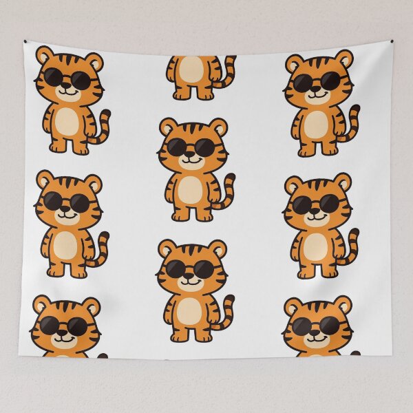 Item preview, Cool Tiger Rocking Round Sunglasses – Bold Cute Animal Illustration designed and sold by Confuzz1ed.