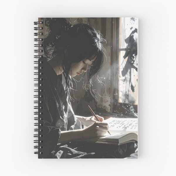 Item preview, Young Japanese woman writing – Calligraphy and Zen light designed and sold by Schoenenwald - Illustrations Uniques et Originales.