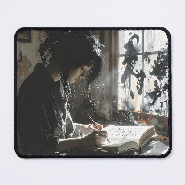 Item preview, Young Japanese woman writing – Calligraphy and Zen light designed and sold by Schoenenwald - Illustrations Uniques et Originales.