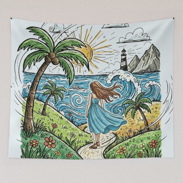 Item preview, Where the Ocean Meets the Sun – Whimsical Coastal Fantasy Art designed and sold by Y-MOONSTAR.