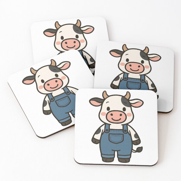 Item preview, Cheerful Cow in Classic Denim Overalls – Cute Farm Animal Illustration designed and sold by Confuzz1ed.