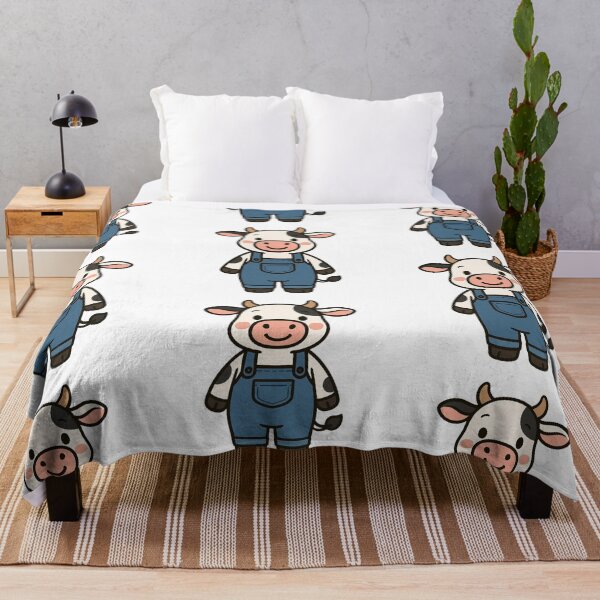 Item preview, Cheerful Cow in Classic Denim Overalls – Cute Farm Animal Illustration designed and sold by Confuzz1ed.