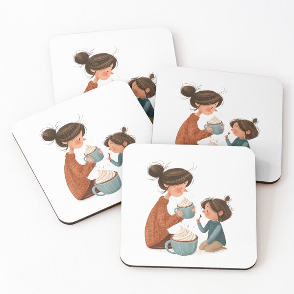 Item preview, Mother and Daughter Cozy Cocoa Moment Hand-Drawn Mother's Day designed and sold by BigStar-Cart.
