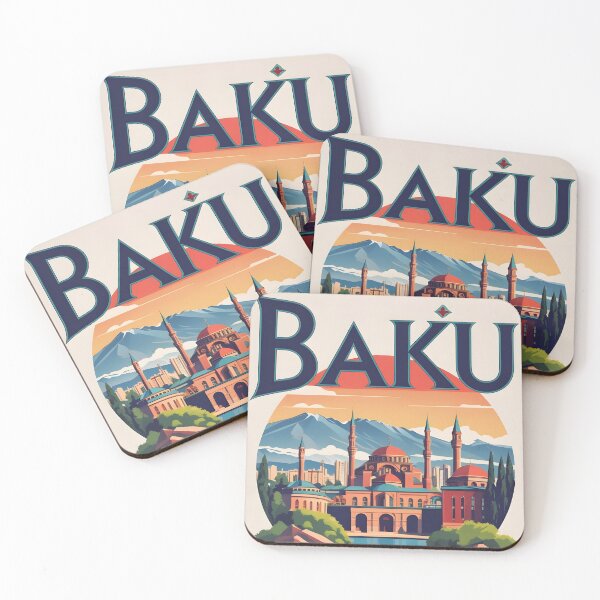 Item preview, Baku Azerbaijan Vintage Travel Tourism Art designed and sold by TravelersGems.