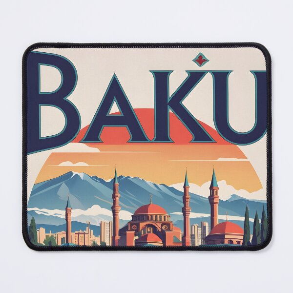 Item preview, Baku Azerbaijan Vintage Travel Tourism Art designed and sold by TravelersGems.