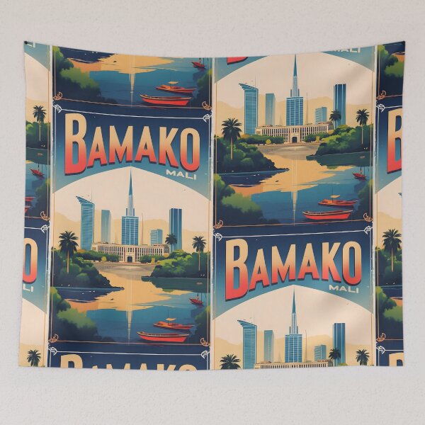 Item preview, Bamako Mali Vintage Travel Tourism Art designed and sold by TravelersGems.