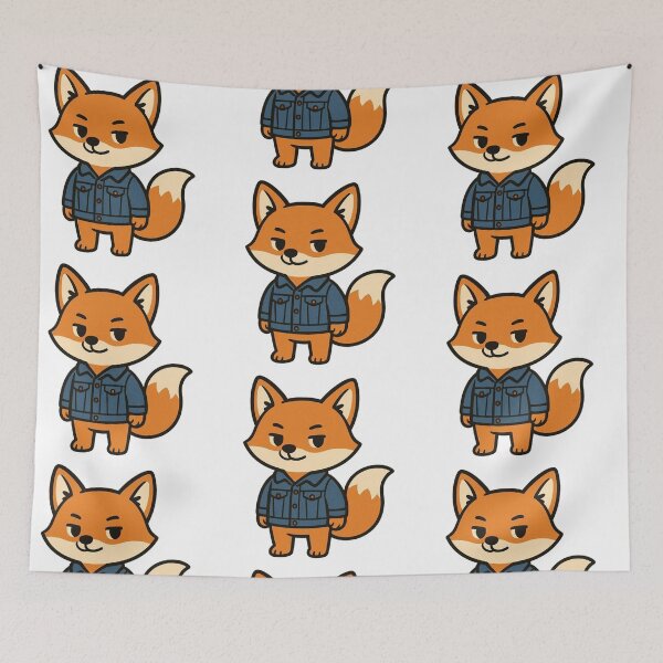 Item preview, Cool Fox in Classic Denim Jacket – Trendy Woodland Animal Illustration designed and sold by Confuzz1ed.