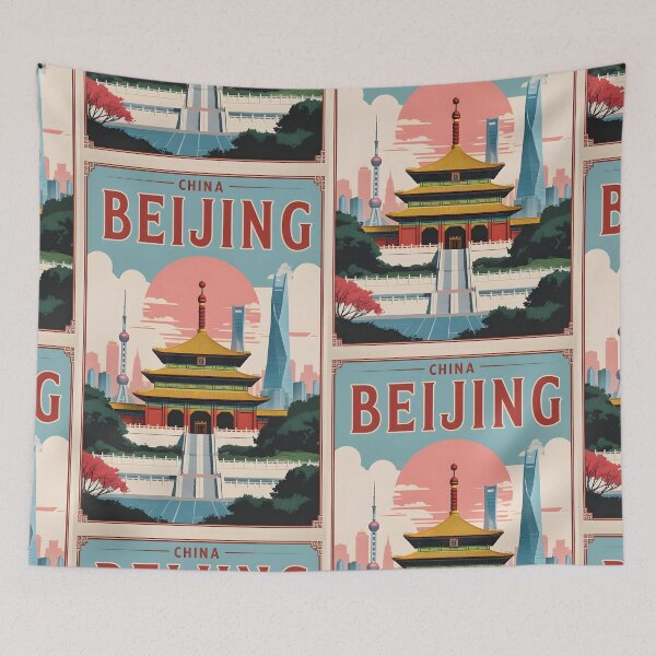 Item preview, Beijing China Vintage Travel Tourism Art designed and sold by TravelersGems.