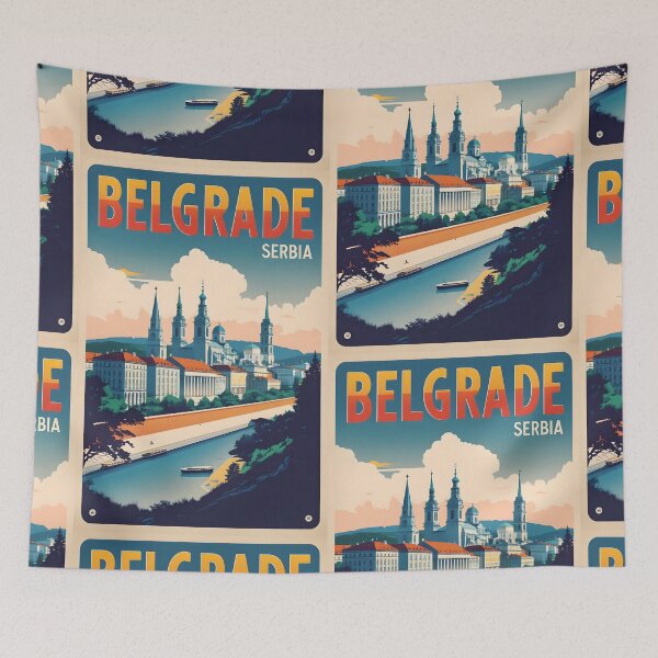 Item preview, Belgrade Serbia Vintage Travel Tourism Art designed and sold by TravelersGems.