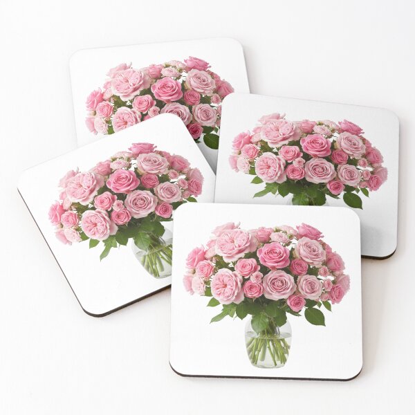 Item preview, Fresh Pink Roses Bouquet In Glass Vase designed and sold by PriyankaSonara.