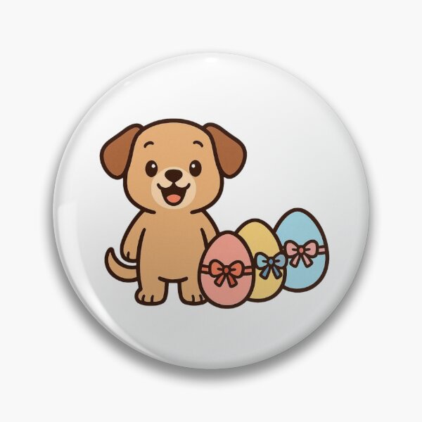 Item preview, Excited Puppy Beside Pastel Easter Eggs – Sweet Spring Celebration Illustration designed and sold by Confuzz1ed.