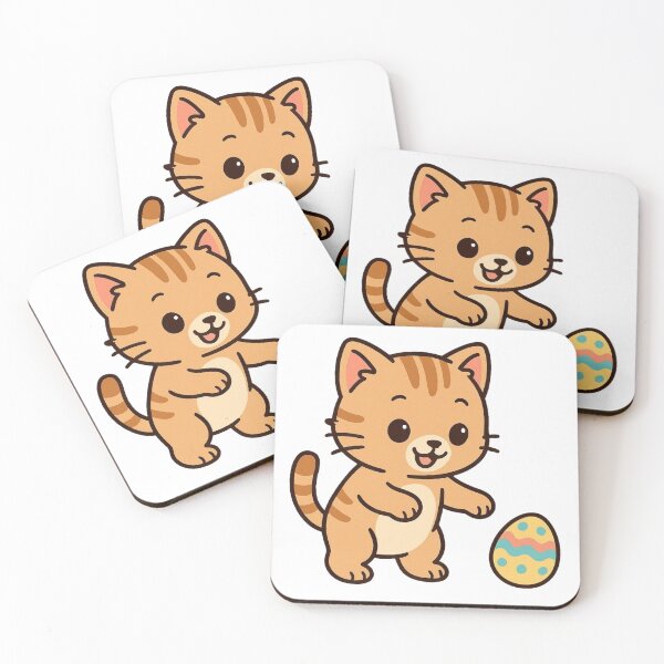 Item preview, Playful Kitten Batting Easter Egg – Adorable Spring Holiday Illustration designed and sold by Confuzz1ed.