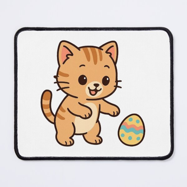 Item preview, Playful Kitten Batting Easter Egg – Adorable Spring Holiday Illustration designed and sold by Confuzz1ed.