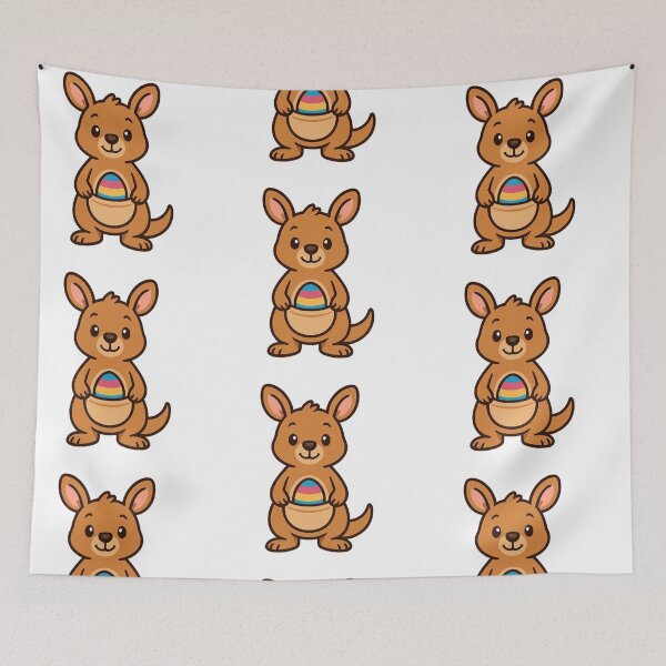 Item preview, Happy Kangaroo with Easter Egg in Pouch – Whimsical Spring Animal Illustration designed and sold by Confuzz1ed.