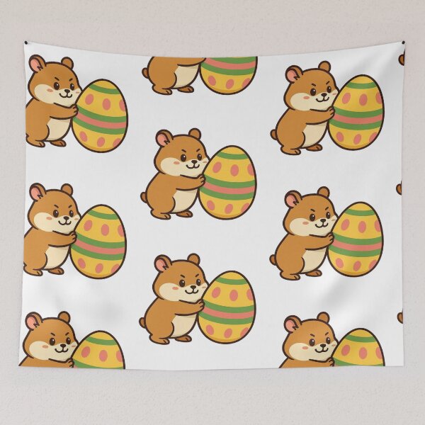 Item preview, Determined Hamster Rolling Giant Striped Easter Egg – Cute Spring Animal Illustration designed and sold by Confuzz1ed.