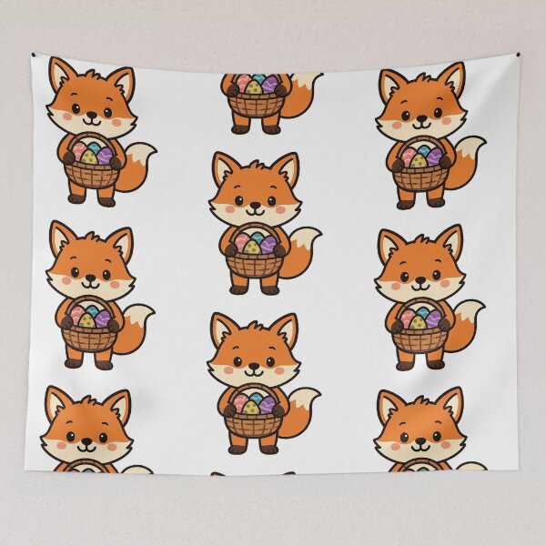Item preview, Playful Fox Carrying Easter Egg Basket – Whimsical Spring Animal Illustration designed and sold by Confuzz1ed.