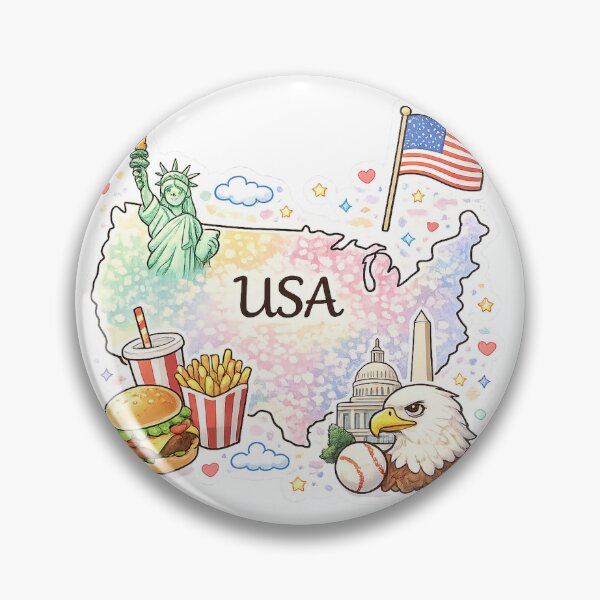 Item preview, Cute Kawaii USA Map Illustration designed and sold by MIArt Studio.