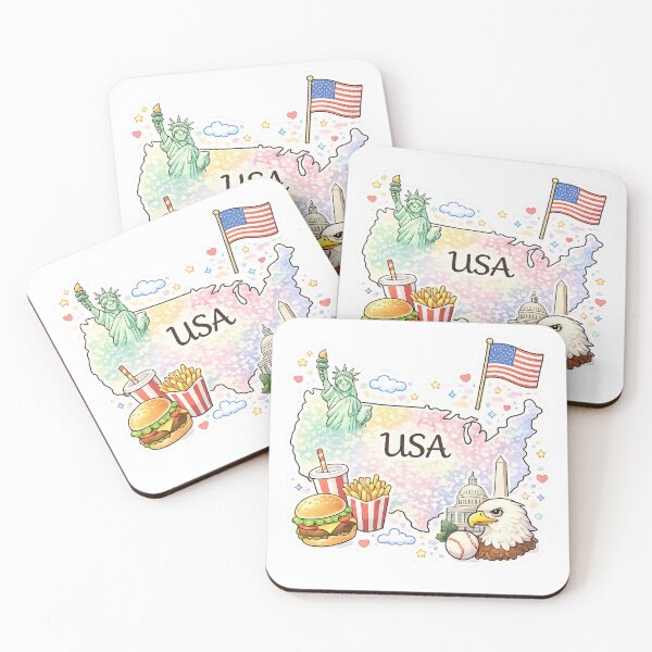 Item preview, Cute Kawaii USA Map Illustration designed and sold by MIArt Studio.