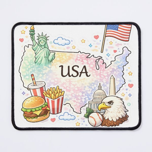 Item preview, Cute Kawaii USA Map Illustration designed and sold by MIArt Studio.