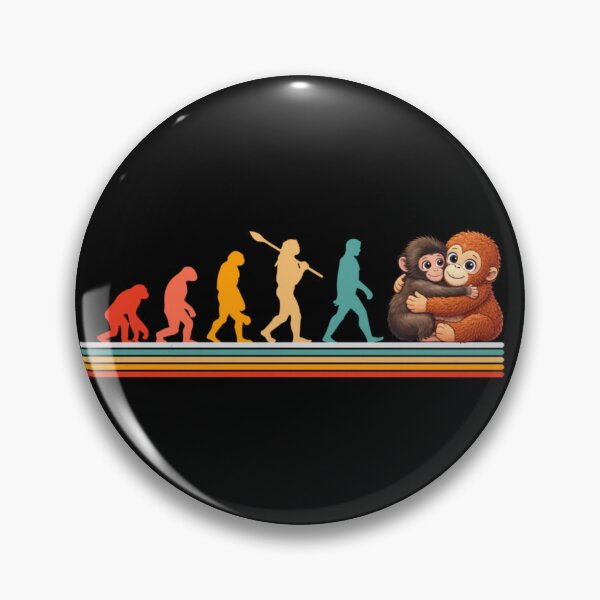 Item preview, Human Evolution to Cute Hugging Monkeys Retro Vintage Sunset Style Art designed and sold by Altenpendinton.