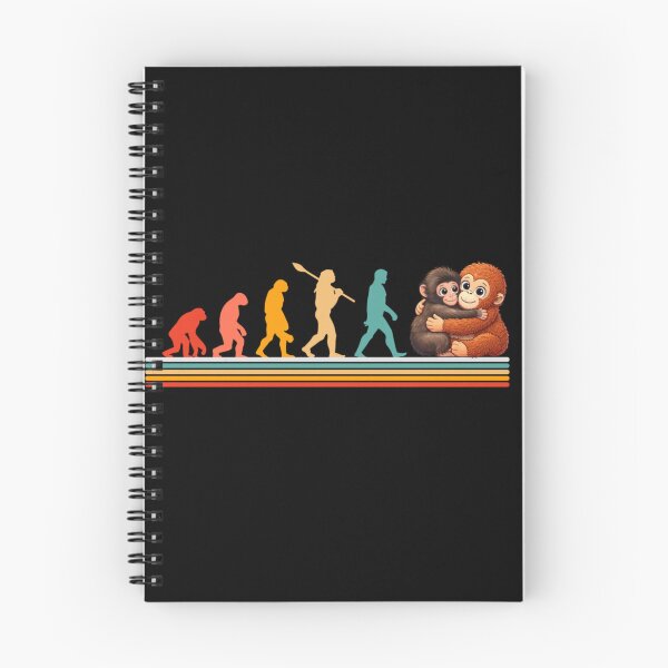 Item preview, Human Evolution to Cute Hugging Monkeys Retro Vintage Sunset Style Art designed and sold by Altenpendinton.