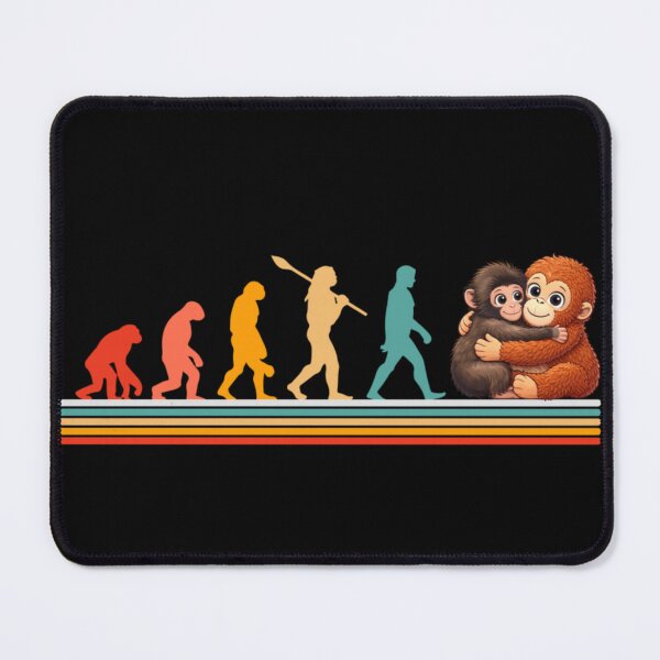 Item preview, Human Evolution to Cute Hugging Monkeys Retro Vintage Sunset Style Art designed and sold by Altenpendinton.