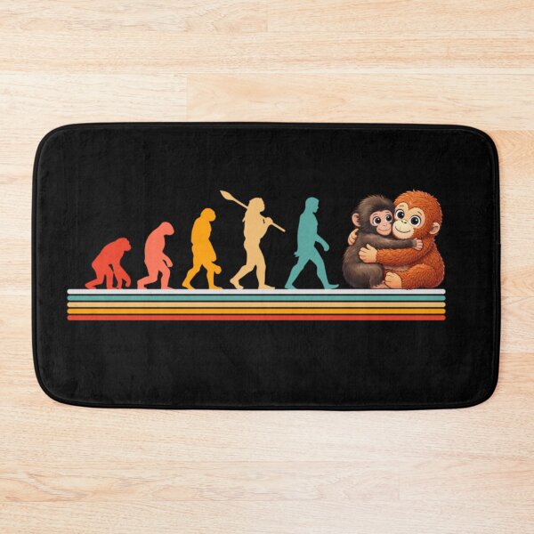 Item preview, Human Evolution to Cute Hugging Monkeys Retro Vintage Sunset Style Art designed and sold by Altenpendinton.