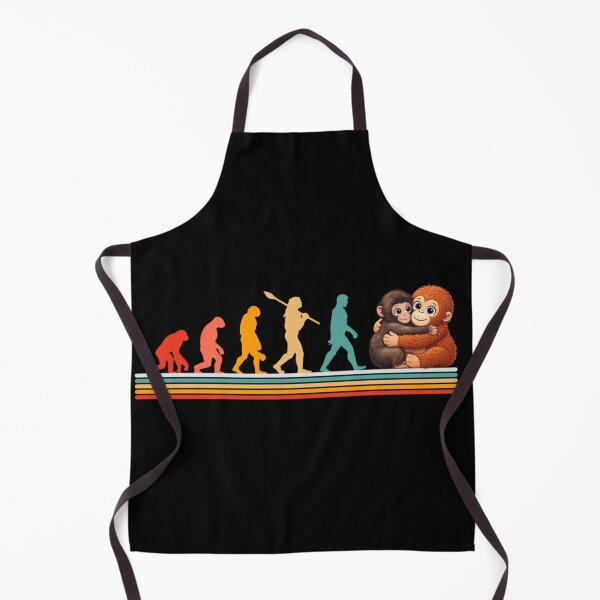 Item preview, Human Evolution to Cute Hugging Monkeys Retro Vintage Sunset Style Art designed and sold by Altenpendinton.