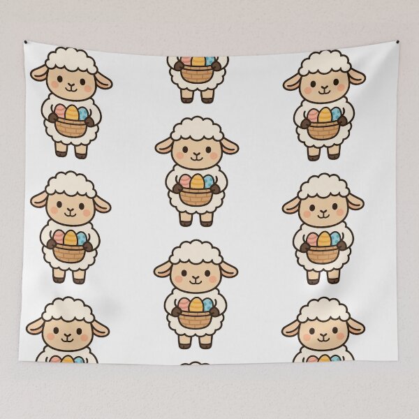 Item preview, Sweet Lamb Carrying Easter Basket – Cute Pastel Spring Animal Illustration designed and sold by Confuzz1ed.