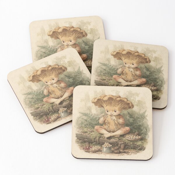Item preview, Mushroom Folk Crafting - Cottagecore Forest Art designed and sold by PictorialWhimsy.