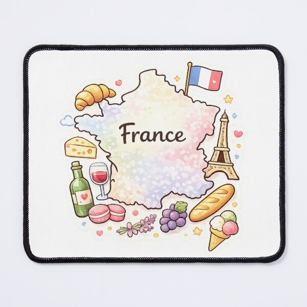 Item preview, Cute Kawaii France Map Illustration designed and sold by MIArt Studio.