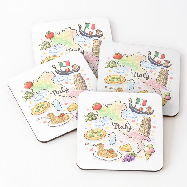 Item preview, Cute Kawaii Italy Map Illustration designed and sold by MIArt Studio.