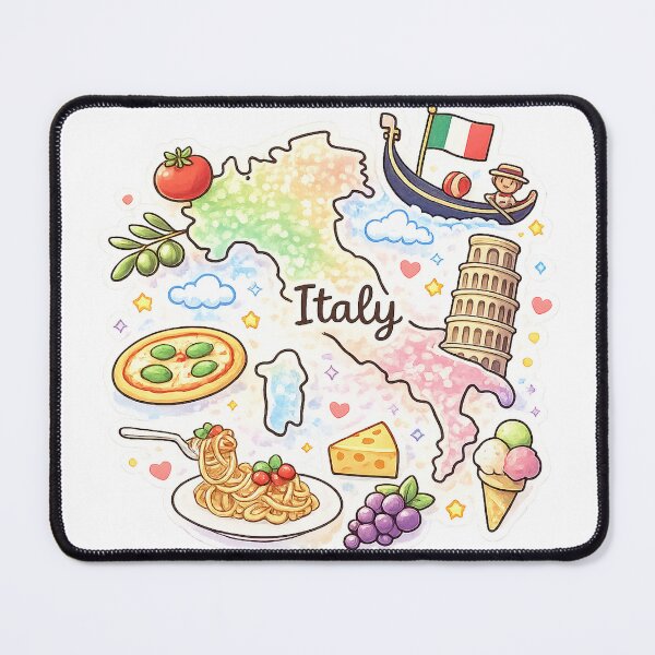 Item preview, Cute Kawaii Italy Map Illustration designed and sold by MIArt Studio.