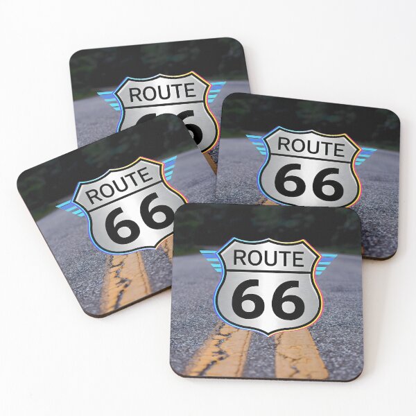 Item preview, Neon Horizon: The Iconic Route 66 Shield on Asphalt designed and sold by VibranPalette.