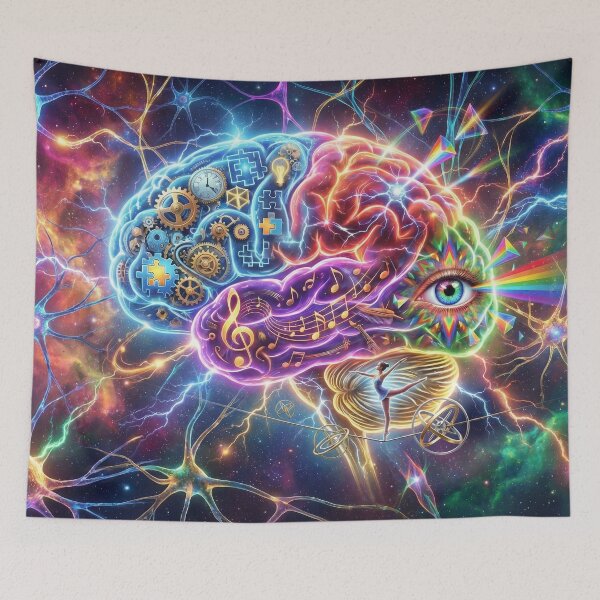 Item preview, Functional Brain Map - Artistic Neuroscience Concept designed and sold by TheRichGallery.