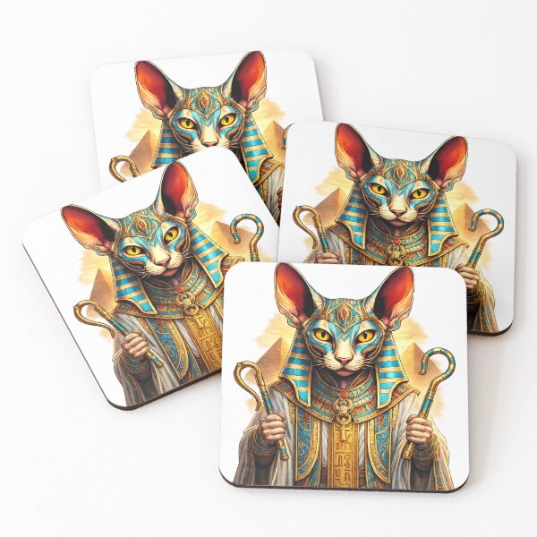 Item preview, Pharaoh Cat King: Guardian of the Giza Pyramids Art designed and sold by GulfSignature.