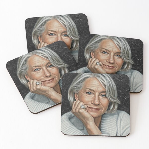 Item preview, The Dame: Helen Mirren Luminous Silver Impasto Portrait designed and sold by Art's Diner.