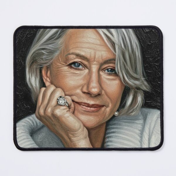 Item preview, The Dame: Helen Mirren Luminous Silver Impasto Portrait designed and sold by Art's Diner.