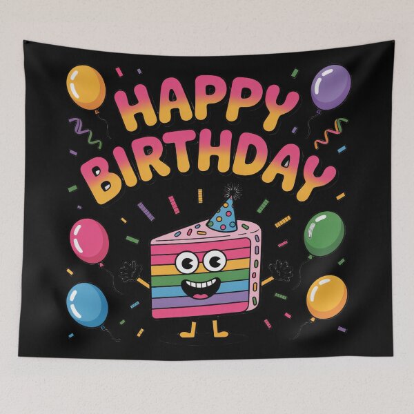 Item preview, Happy Birthday Dancing Cake Slice – Cute Monster Party Vibes designed and sold by Midnight Veil Designs.