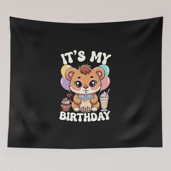 Item preview, It's My Birthday Cute Lion Cub Boba Drink Party Celebration designed and sold by GrumpySableye.