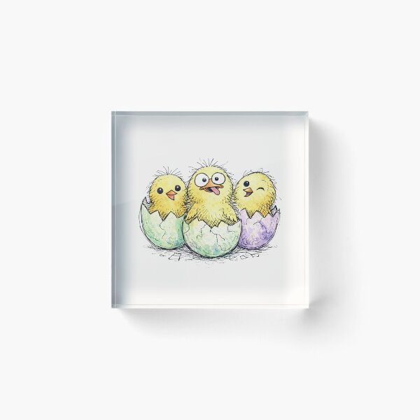 Item preview, Cute Hatching Baby Chicks Watercolor Funny Trio designed and sold by PixelQ.