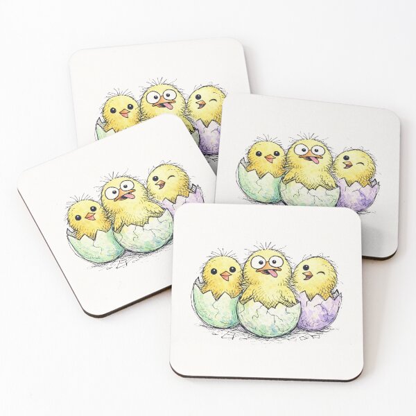 Item preview, Cute Hatching Baby Chicks Watercolor Funny Trio designed and sold by PixelQ.