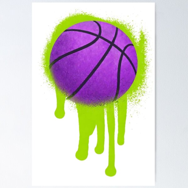 Aperçu de l'œuvre Basket-ball Neon Drip – Art urbain graffiti créée et vendue par IvannaMoroz.