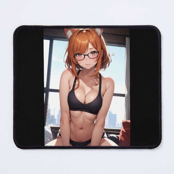 Item preview, Tatsubuki Usatsumi - Cute Anime Fox Girl in Sporty Black Bikini & Glasses designed and sold by iloveanimechibi.