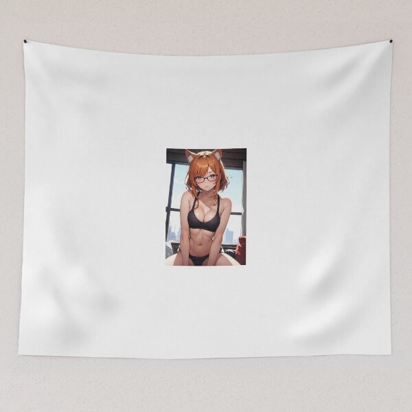 Item preview, Tatsubuki Usatsumi - Cute Anime Fox Girl in Sporty Black Bikini & Glasses designed and sold by iloveanimechibi.
