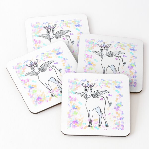 Item preview, Fun Flying winged unicorn with pink, purple, blue, and  gold polka dots  designed and sold by hollycooper.
