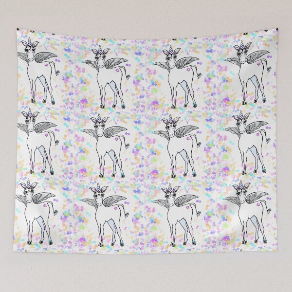 Item preview, Fun Flying winged unicorn with pink, purple, blue, and  gold polka dots  designed and sold by hollycooper.