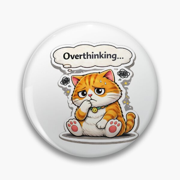 Item preview, Overthinking Cat Sticker – Funny Worried Cute Anxiety Meme designed and sold by MoodPawsCo.